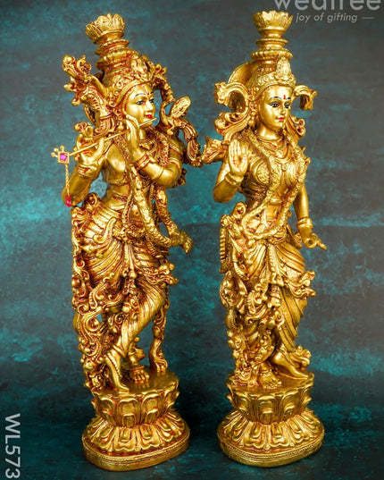 Polyresin Radha Krishna Idol - Set of 2 - 14 inch - WL5737 - Showpieces