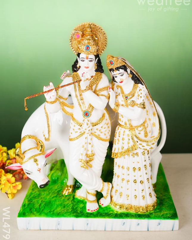 Polyresin Radhakrishna With Cow Idol - 25 Inch Wl4796 Showpieces