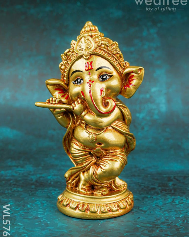 Polyresin Standing Flute Ganesha - 5 inch - WL5767 - Showpieces