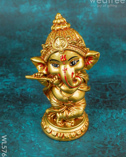 Polyresin Standing Flute Ganesha - 5 inch - WL5767 - Showpieces