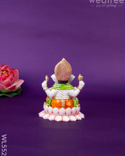 Polystone Ganesha Idol on Lotus Base - 4 inch - WL5521 - Showpieces
