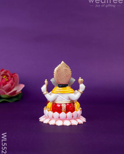 Polystone Ganesha Idol on Lotus Base - 4 inch - WL5521 - Showpieces