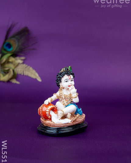 Polystone Krishna Idol with Butter Pot - 4 inch - WL5519 - Showpieces