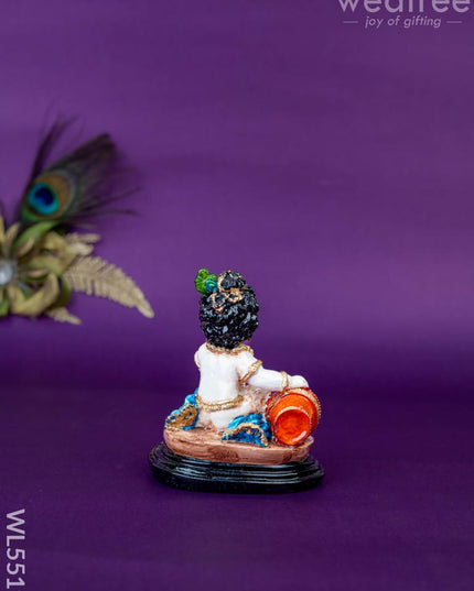 Polystone Krishna Idol with Butter Pot - 4 inch - WL5519 - Showpieces