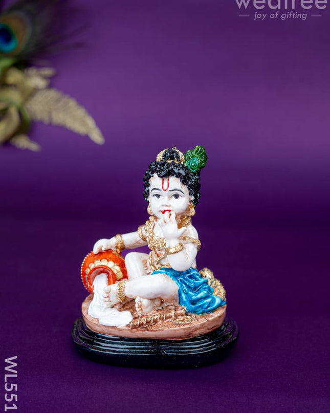Polystone Krishna Idol with Butter Pot - 4 inch - WL5519 - Showpieces