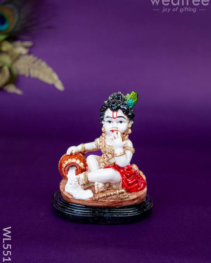 Polystone Krishna Idol with Butter Pot - 4 inch - WL5519 - Showpieces