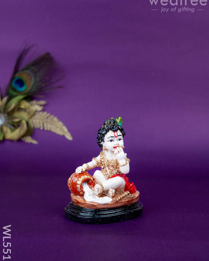 Polystone Krishna Idol with Butter Pot - 4 inch - WL5519 - Showpieces