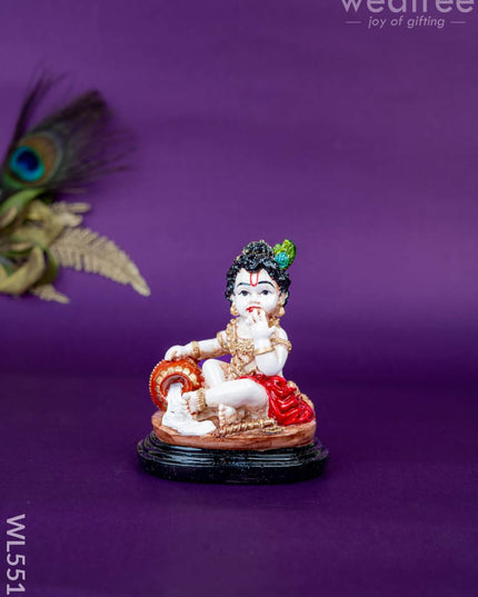 Polystone Krishna Idol with Butter Pot - 4 inch - WL5519 - Showpieces