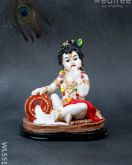 Polystone Krishna with Butter Pot Idol - 7 inch - WL5512 - Showpieces
