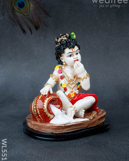 Polystone Krishna with Butter Pot Idol - 7 inch - WL5512 - Showpieces
