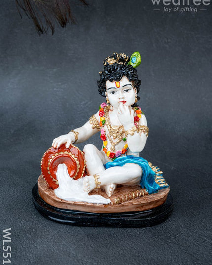 Polystone Krishna with Butter Pot Idol - 7 inch - WL5512 - Showpieces