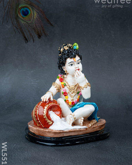 Polystone Krishna with Butter Pot Idol - 7 inch - WL5512 - Showpieces