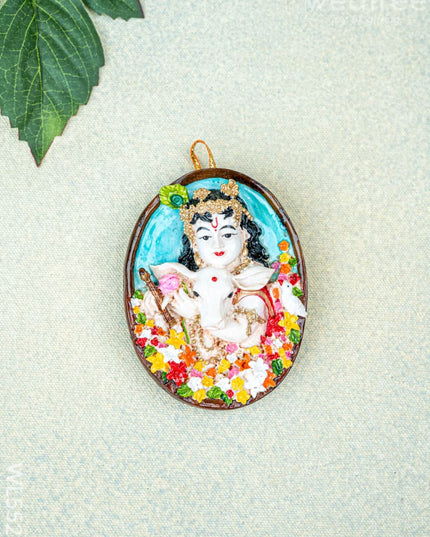 Polystone Krishna with Cow Wall Hanging - 4 inch - WL5525 - Showpieces