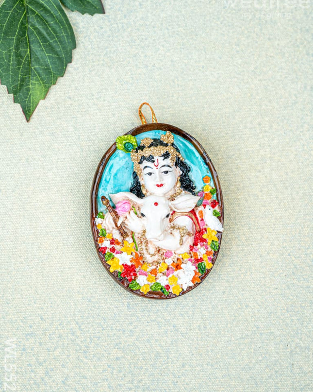 Polystone Krishna with Cow Wall Hanging - 4 inch - WL5525 - Showpieces