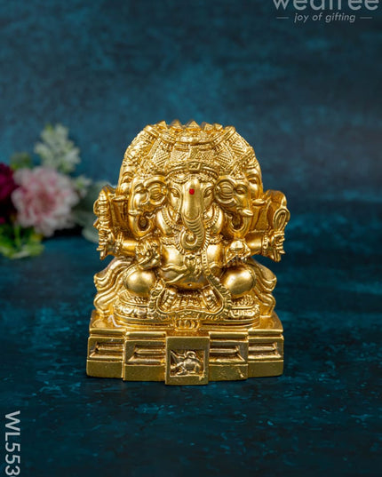 Polystone Panchamukhi Ganesha Idol - 4 inch - WL5530 - Showpieces