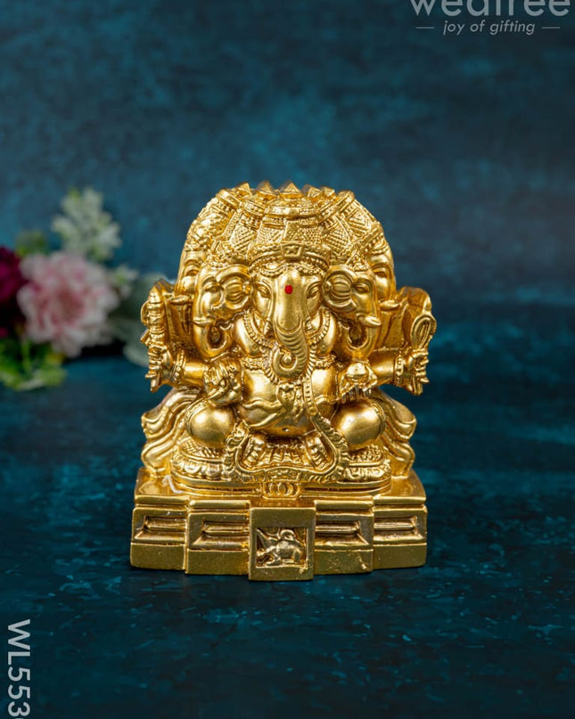Polystone Panchamukhi Ganesha Idol - 4 inch - WL5530 - Showpieces