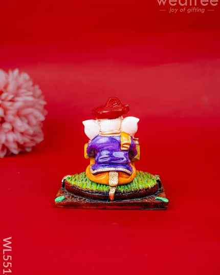 Polystone Reading Ganesha Idol - 3 inch - WL5514 - Showpieces