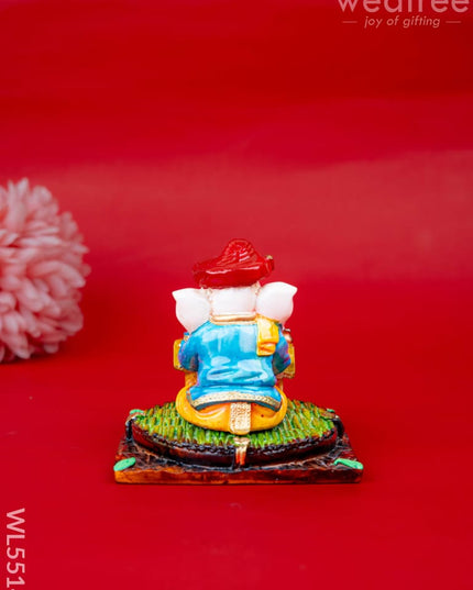 Polystone Reading Ganesha Idol - 3 inch - WL5514 - Showpieces