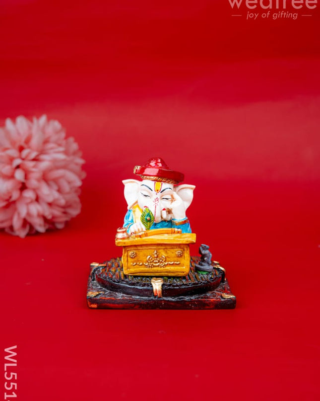 Polystone Reading Ganesha Idol - 3 inch - WL5514 - Showpieces