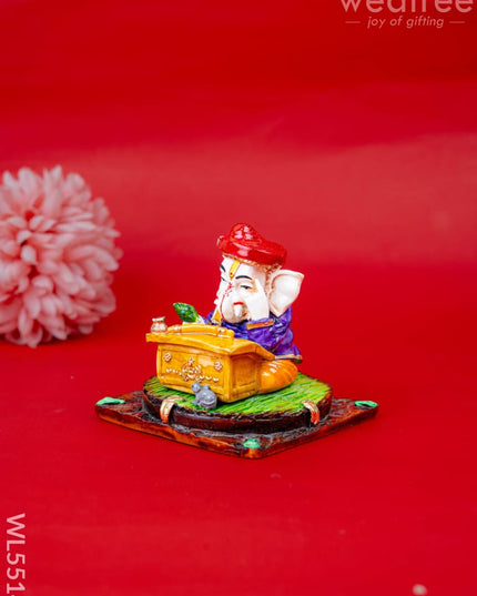 Polystone Reading Ganesha Idol - 3 inch - WL5514 - Showpieces