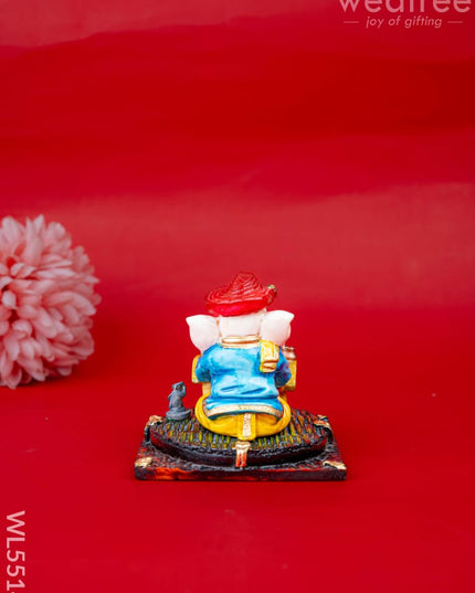 Polystone Reading Ganesha Idol - 3 inch - WL5514 - Showpieces