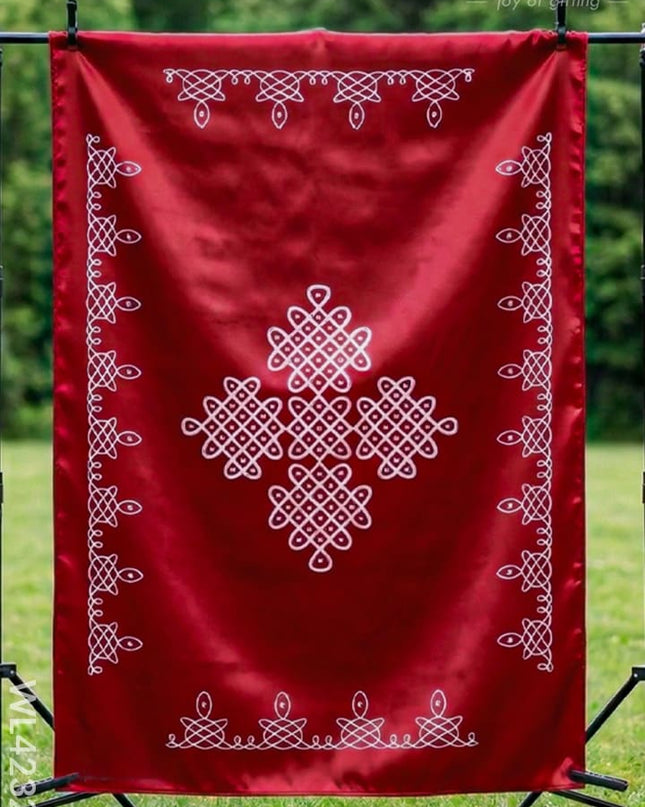 Pooja Back Drops - Red Kolam Design - WL4232-2 - Backdrops