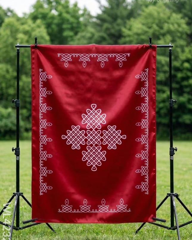 Pooja Back Drops - Red Kolam Design - WL4232-2 - Backdrops