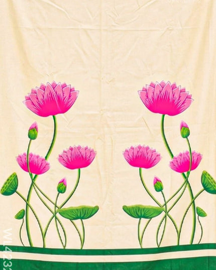 Pooja Back Drops - White Pichwai Design - WL4232-1 - Backdrops