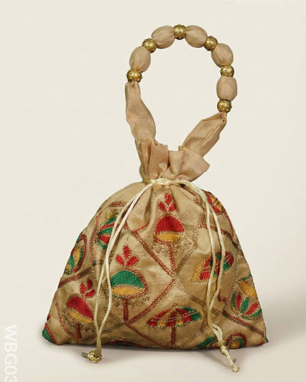 Potli Bag - Festive Theme Multi Coloured Embroidery - WBG0357 - Potli Bags