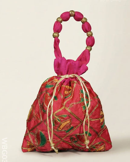 Potli Bag - Festive Theme Multi Coloured Embroidery - WBG0357 - Potli Bags