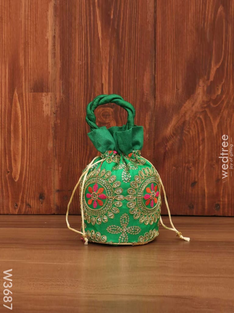 Potli Bag - Thread Embroidery With Chamki Work W3687 Bags