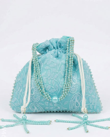 Potli bag with all over embroidery - W4677 - Potli Bags