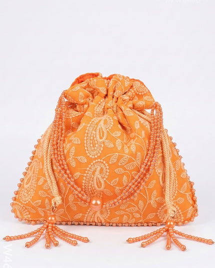 Potli bag with all over embroidery - W4677 - Potli Bags