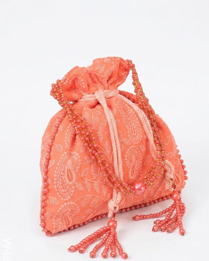 Potli bag with all over embroidery - W4677 - Potli Bags
