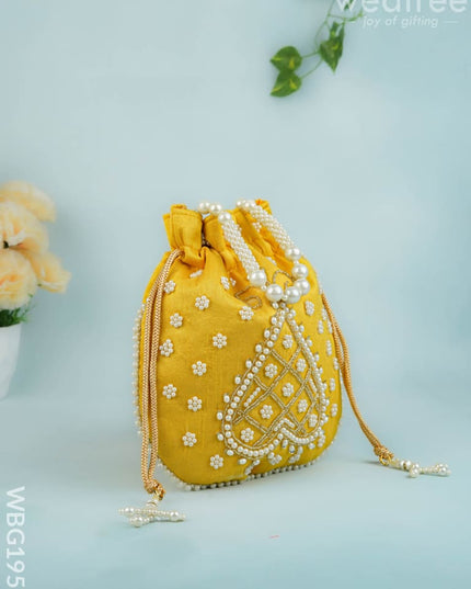 Potli Bag with Beads Work - 9 inch - WBG1950 - Potli Bags