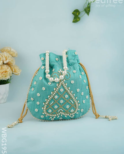 Potli Bag with Beads Work - 9 inch - WBG1950 - Potli Bags
