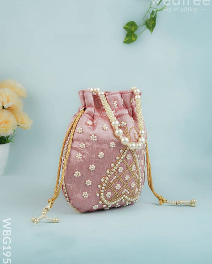 Potli Bag with Beads Work - 9 inch - WBG1950 - Potli Bags