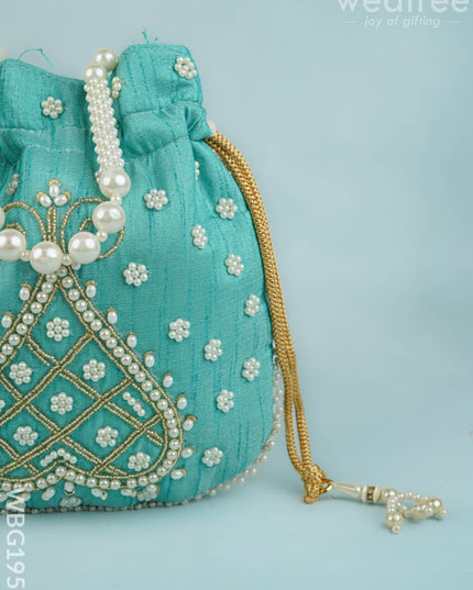 Potli Bag with Beads Work - 9 inch - WBG1950 - Potli Bags
