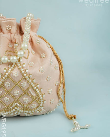 Potli Bag with Beads Work - 9 inch - WBG1950 - Potli Bags