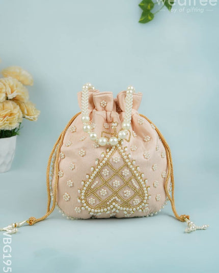 Potli Bag with Beads Work - 9 inch - WBG1950 - Potli Bags