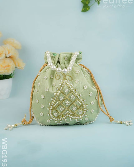 Potli Bag with Beads Work - 9 inch - WBG1950 - Potli Bags