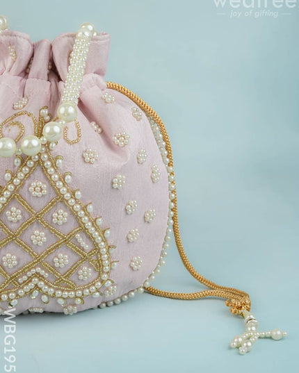 Potli Bag with Beads Work - 9 inch - WBG1950 - Potli Bags