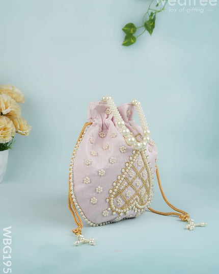 Potli Bag with Beads Work - 9 inch - WBG1950 - Potli Bags