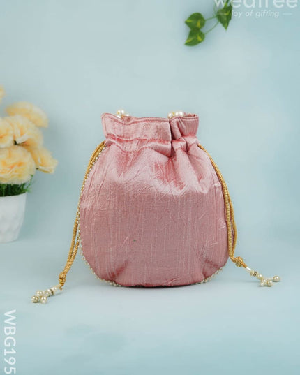 Potli Bag with Beads Work - 9 inch - WBG1950 - Potli Bags