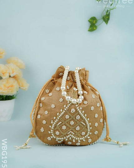 Potli Bag with Beads Work - 9 inch - WBG1950 - Potli Bags