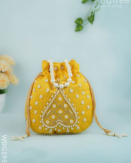 Potli Bag with Beads Work - 9 inch - WBG1950 - Potli Bags