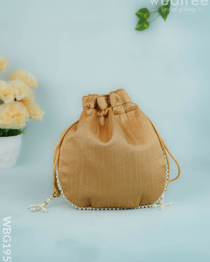 Potli Bag with Beads Work - 9 inch - WBG1950 - Potli Bags