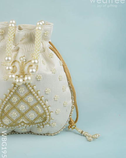 Potli Bag with Beads Work - 9 inch - WBG1950 - Potli Bags