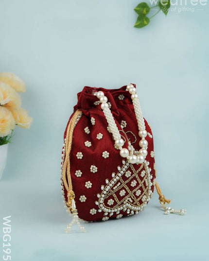 Potli Bag with Beads Work - 9 inch - WBG1950 - Potli Bags