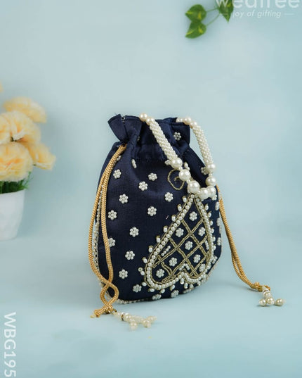 Potli Bag with Beads Work - 9 inch - WBG1950 - Potli Bags